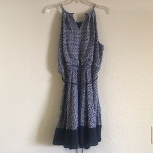 Takara Navy blue and white “Floral Fusion” Dress